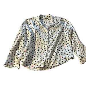 beachlunchlounge Heart Print Blouse - Black and Pink